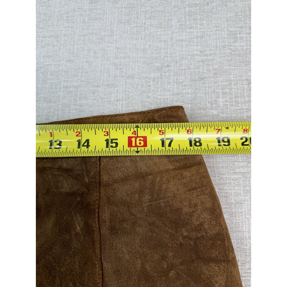 Vintage Man’s Women’s Size 18 Genuine Leather Suede Skirt Brown Midi Lined - Picture 5 of 7